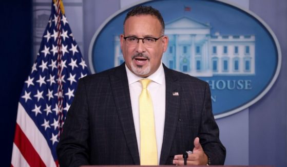 Secretary of Education Miguel Cardona answers questions during a daily briefing at the White House on Aug. 5, 2021, in Washington, D.C.
