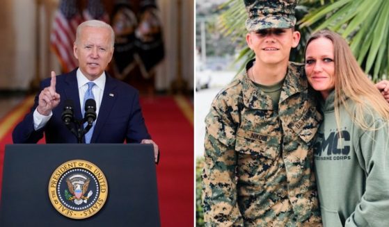 Shana Chappell, far right, had the chance to meet with President Joe Biden following the death of her Marine son in Kabul, Afghanistan. Following the interaction, she lashed out at Biden on social media.