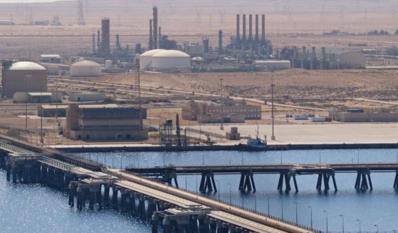The Brega oil port in Marsa Brega, west of Libya's eastern city of Benghazi, is seen on Sept. 24, 2020.