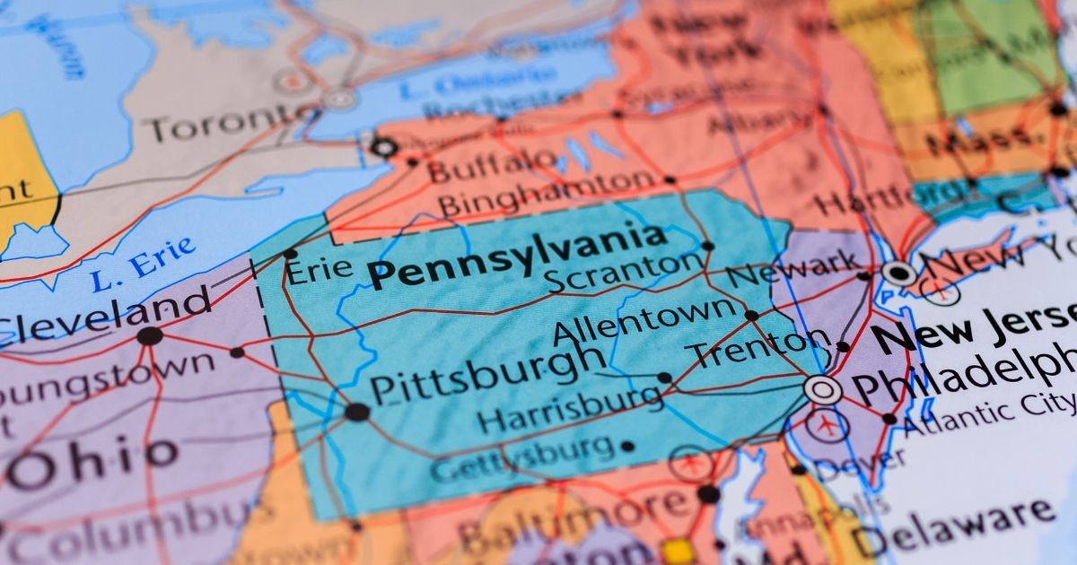A map of Pennsylvania is seen in this stock image.