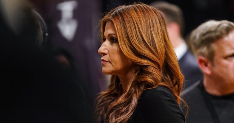 Rachel Nichols films before an NBA game between the Boston Celtics and the Los Angeles Lakers at Staples Center on March 9, 2019, in Los Angeles.