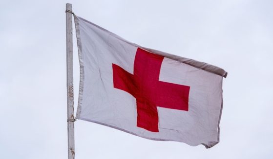 The Red Cross flag is seen in the stock image above.