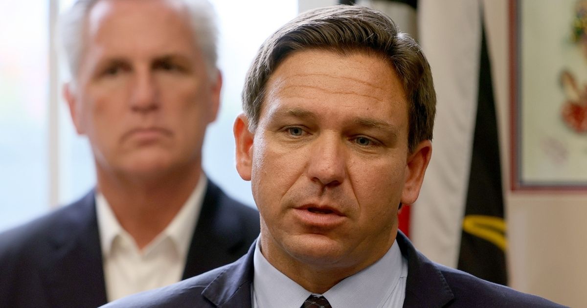 Florida Gov. Ron DeSantis speaks during a news conference held at the Assault Brigade 2506 Honorary Museum on Thursday in Hialeah, Florida.