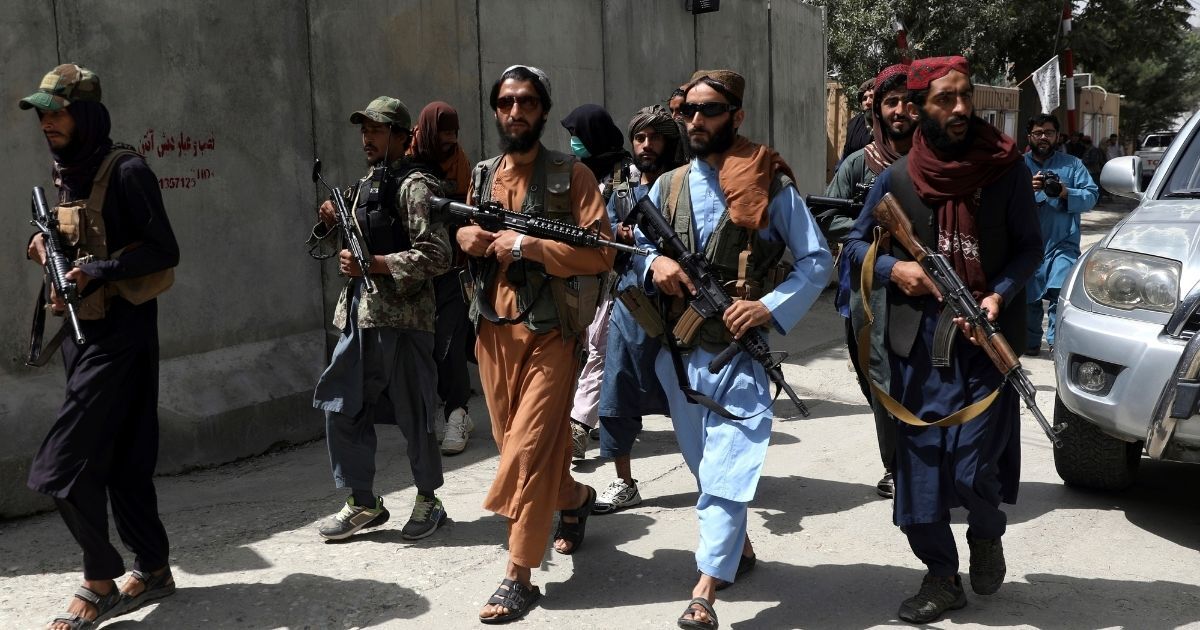 Taliban fighters patrol in Wazir Akbar Khan neighborhood in the city of Kabul, Afghanistan on Wednesday.