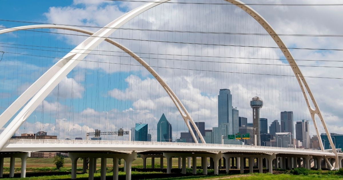The Dallas skyline is seen on July 21, 2020.