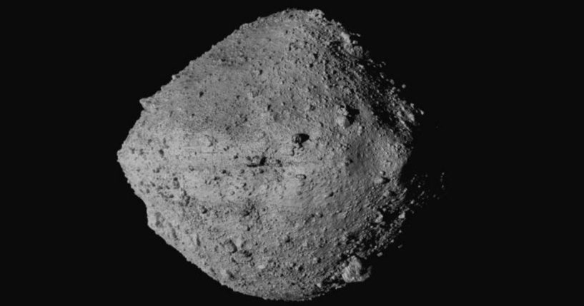 An image of the asteroid Bennu is seen from the OSIRIS-REx spacecraft in a photo made available by NASA.