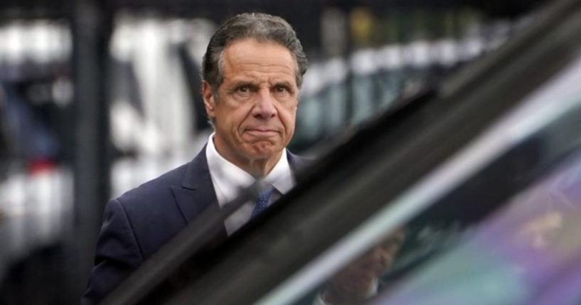 New York Gov. Andrew Cuomo is seen boarding a helicopter on Tuesday. (