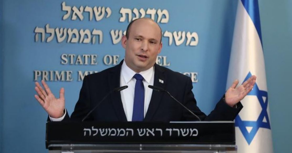Israeli Prime Minister Naftali Bennett speaks at a news conference in Jerusalem on Wednesday.
