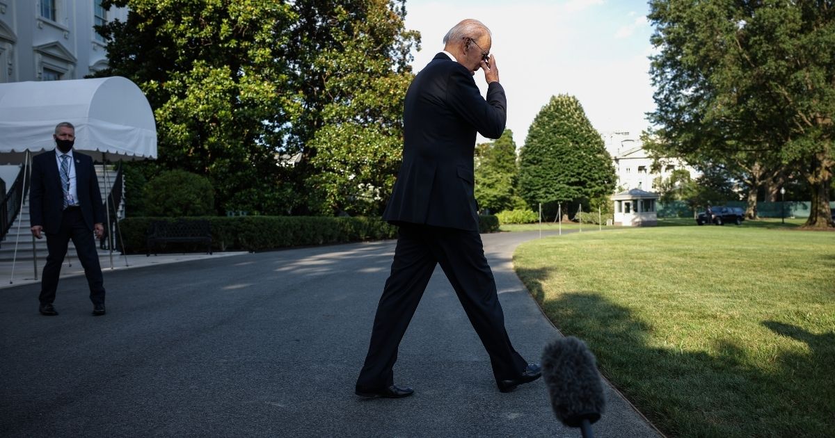 President Joe Biden walks to Marine One for a departure from the South Lawn of the White House on July 30, 2021. Biden was preparing to spend the weekend at Camp David.