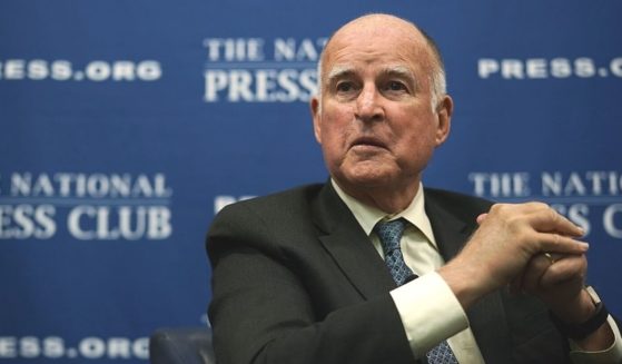 Then-California Gov. Jerry Brown, pictured in a 2018 file photo, speaks at the National Press Club in Washington.