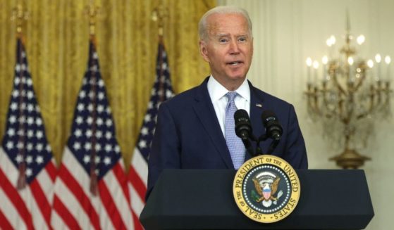 President Joe Biden speaks in the East Room of the White House on Thursday.