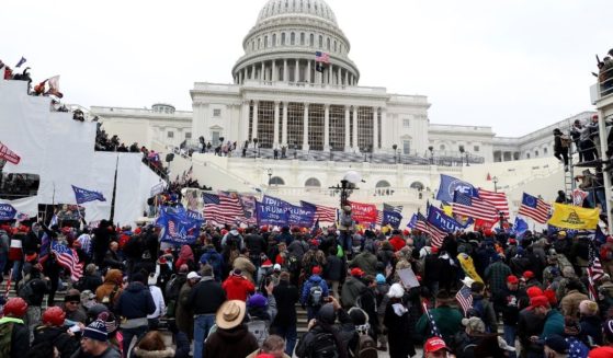 Supporters of then-President Donald Trump gather outside the U.S. Capitol on Jan. 6.