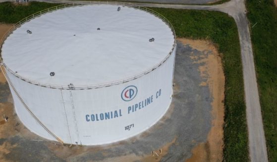 Fuel tanks at Colonial Pipeline’s Dorsey Junction Station in Woodbine, Maryland, are seen in a photo taken on May 13, 2021.