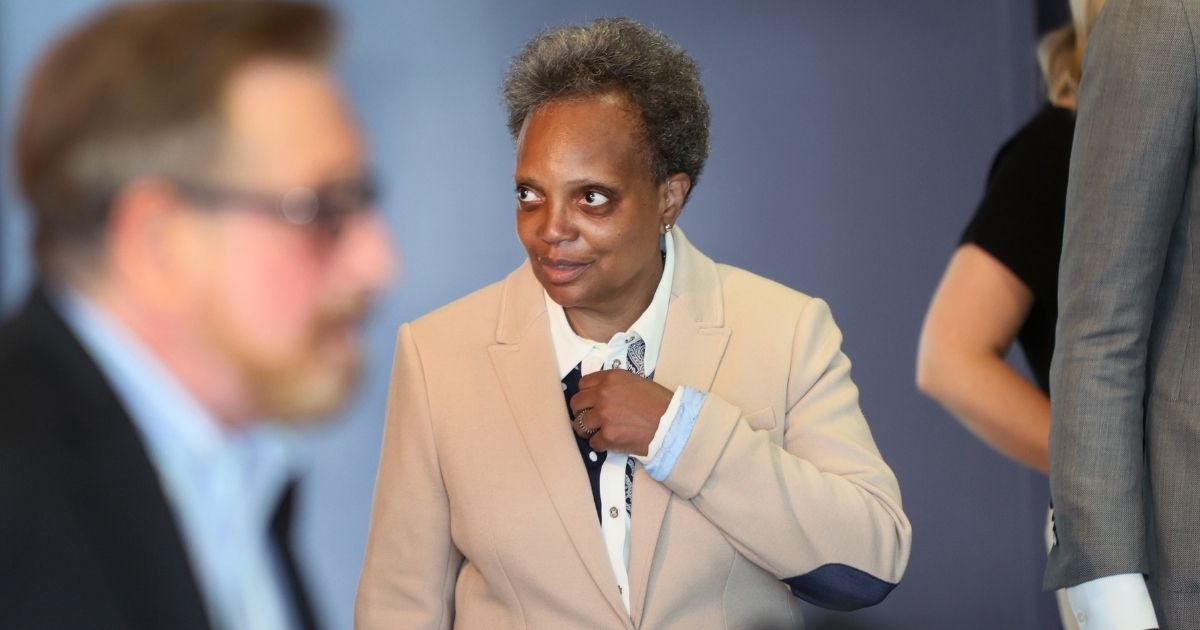 Chicago Mayor Lori Lightfoot is seen attending a Pride Month event at the Center on Halstead in Chicago on June 7, 2021.