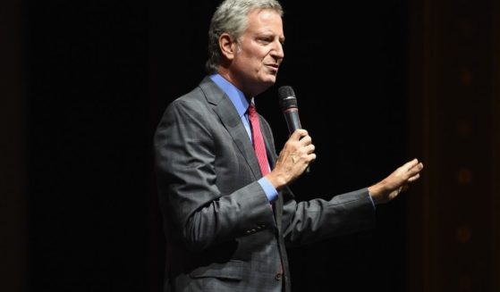 New York City Mayor Bill de Blasio speaks at the United Palace Theater in New York City on June 10, 2021.