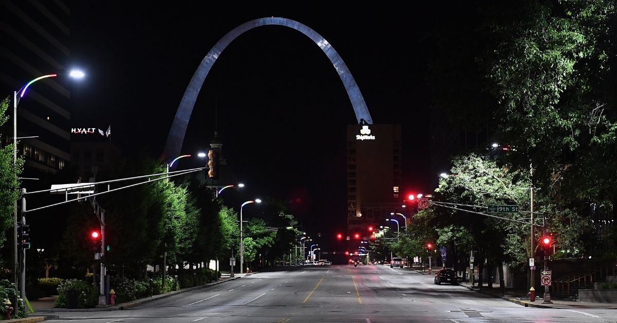 A photo taken on June 2, 2020, shows an empty street in St. Louis, Missouri.