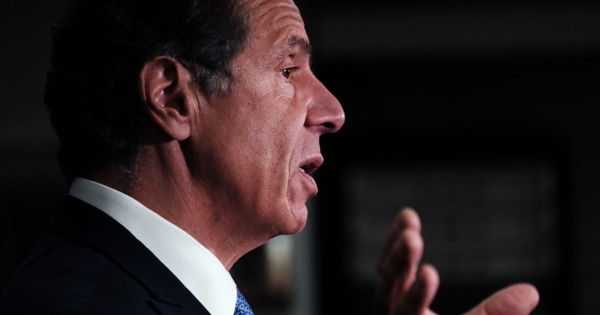 New York Gov. Andrew Cuomo is seen speaking at a news conference in Brooklyn, New York, on July 14, 2021.