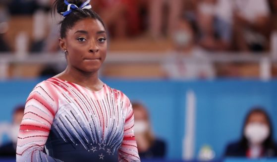 Gymnast Simone Biles is seen competing in the Tokyo 2020 Olympic Games at the Ariake Gymnastics Centre in the Ariake district of Tokyo, Japan, in a photo taken on Aug. 3, 2021.