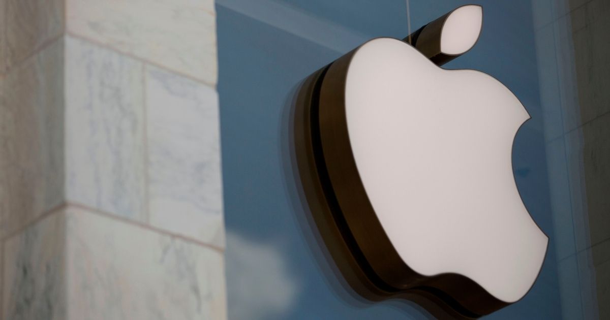 A photo taken on July 9, 2019, shows the Apple logo outside the company’s store in Washington, D.C.