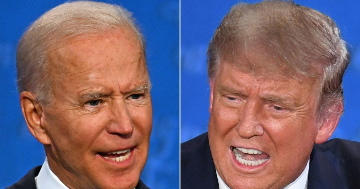 Then-Democratic presidential candidate Joe Biden, left, and then-President Donald Trump, right, speaking during the first presidential debate at the Case Western Reserve University and Cleveland Clinic in Cleveland, Ohio, on Sept. 29, 2020.