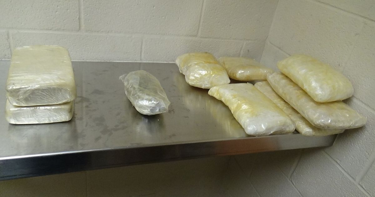 Customs and Border Protection shared a photo of what it described as $445,000 in methamphetamine and heroin found in a passenger vehicle on Wednesday.