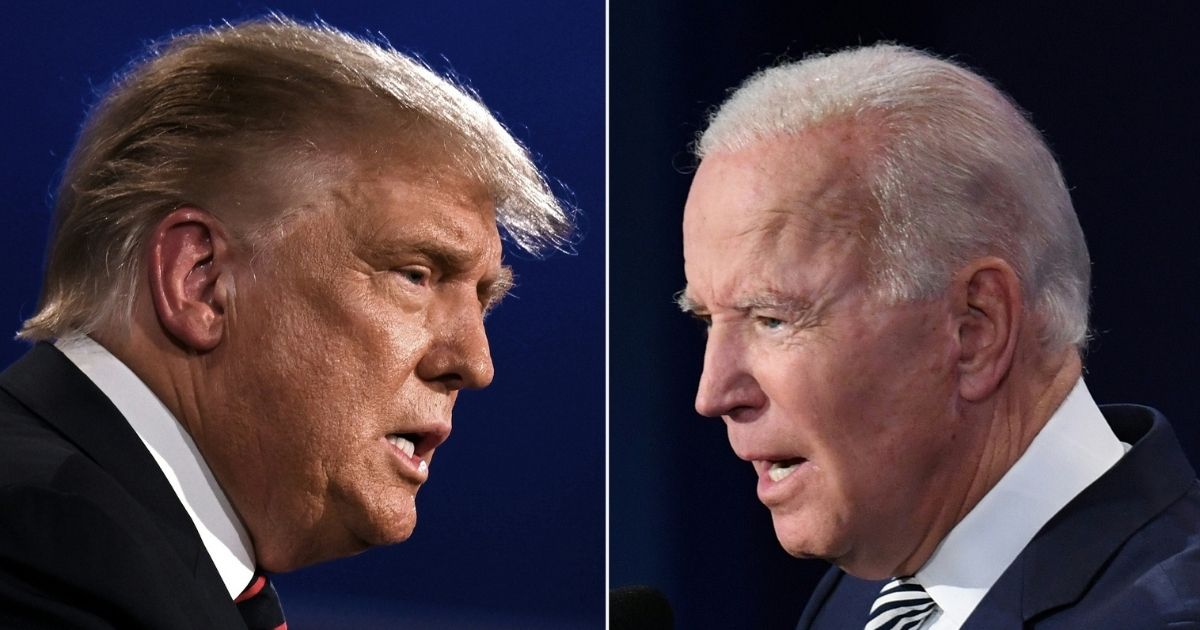 Then-President Donald Trump (L) and Then-Democratic Presidential candidate former Vice President Joe Biden squaring off during the first presidential debate at the Case Western Reserve University and Cleveland Clinic in Cleveland, Ohio, on Sept. 29, 2020.