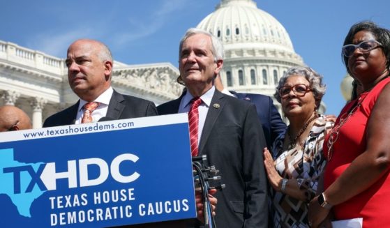 Texas State Democrats speak during a news conference on voting rights outside the U.S. Capitol on July 13, in Washington, D.C.