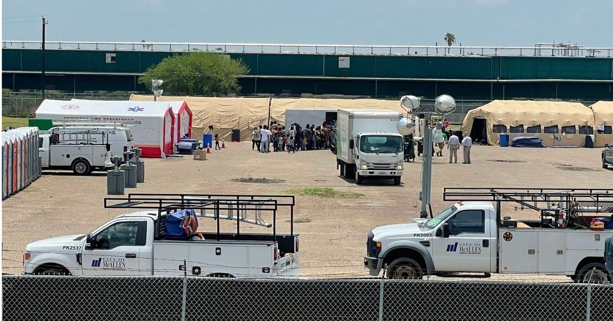 Tent city being constructed to house Covid-infected migrants near McAllen, Texas, on Aug. 5.