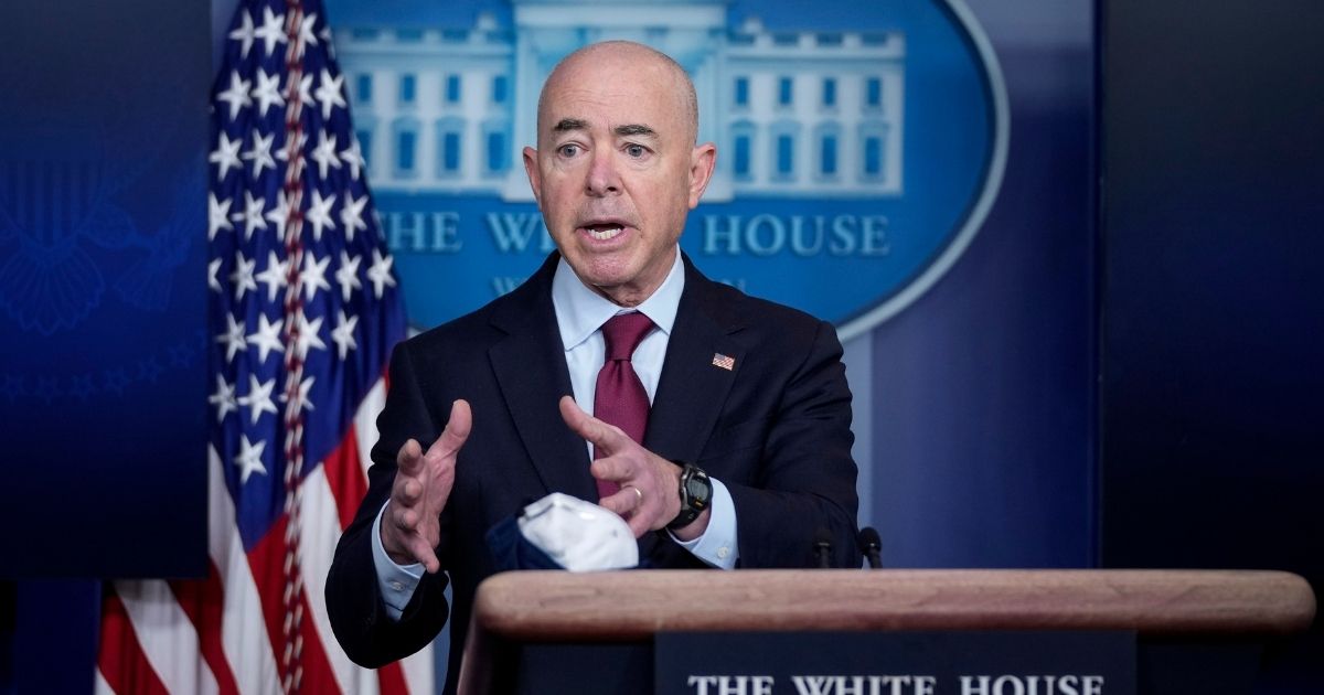 Secretary of Homeland Security Alejandro Mayorkas speaks during the daily news briefing at the White House on March 1, in Washington, D.C.