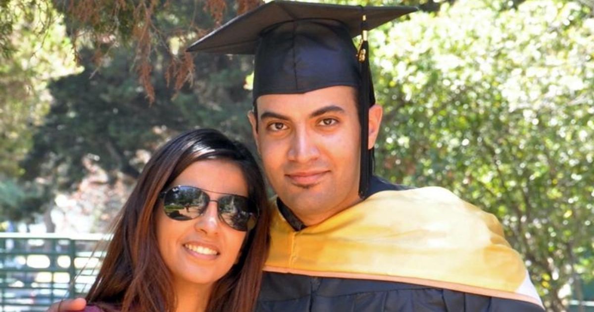 Abdulrahman al-Sadhan is seen with his sister at Notre Dame de Namur University in Belmont, California, on May, 4, 2013.