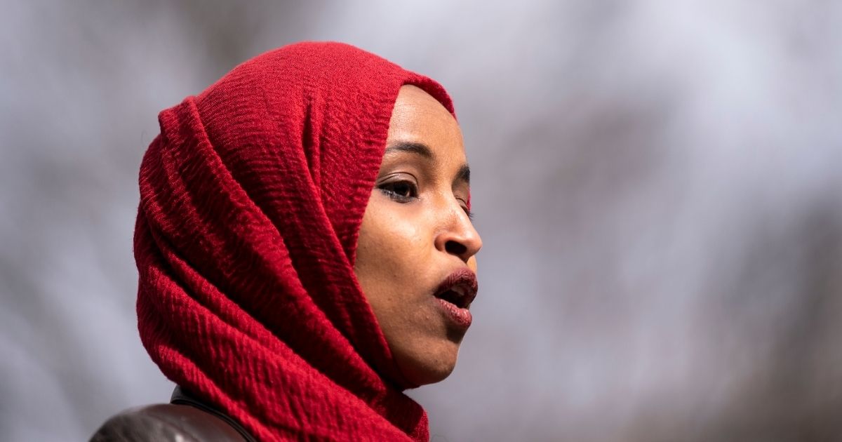 Democratic Rep. Ilhan Omar speaks at a news conference in Brooklyn Center, Minnesota, on April 20.