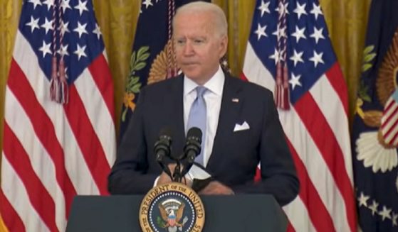 President Joe Biden addresses the media Thursday in the East Room of the White House.