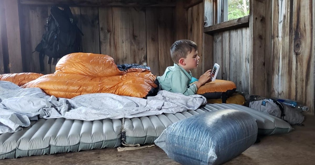 Five-year-old Harvey Sutton, nicknamed 'Little Man,' winds down on June 25, 2021, after a long day of hiking.