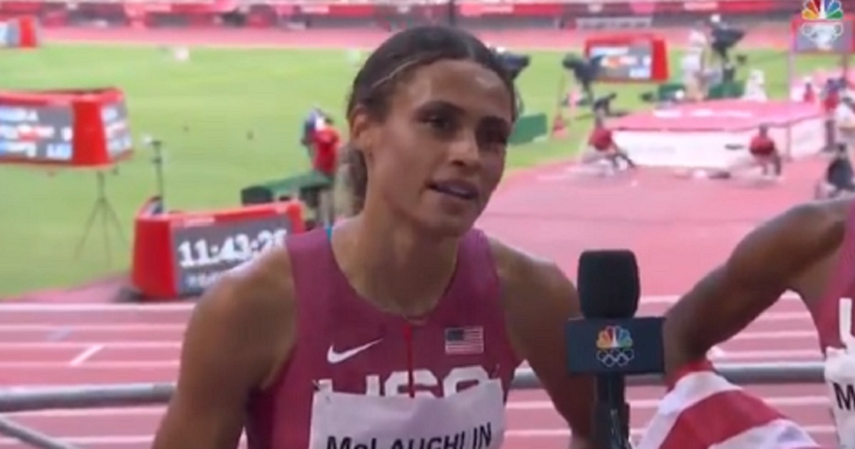 Olympic gold medalist Sydney McLaughlin proclaims her faith in a post-race interview in Tokyo on Thursday.