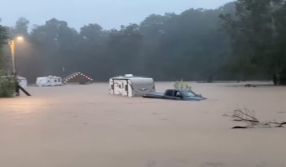 One of the camp sites that was flooded at Piney River RV Resort in Bon Aqua, Tennessee.