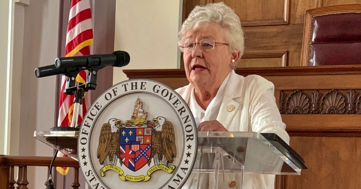 Alabama Gov. Kay Ivey is seen speaking at a news conference on July 29, 2020. Ivey's campaign Facebook account was briefly deleted last week.