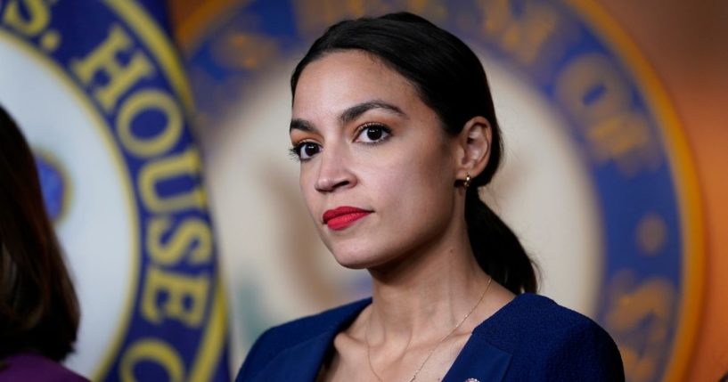 Rep. Alexandria Ocasio-Cortez, D-N.Y., is seen in a file photo from June 16, 2021. Ocasio-Cortez and her "Squad" of far-left progressives blocked $1 billion in funding for Israel's Iron Dome defense system Tuesday.