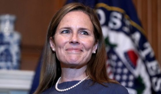 Then-Judge Amy Coney Barrett is seen in the Mansfield Room at the U.S. Capitol on Sept. 29, 2020, in Washington, D.C.