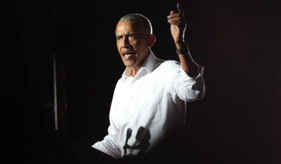 Former President Barack Obama speaks in support of then-presidential nominee Joe Biden during a drive-in rally at the Florida International University on Nov. 2, 2020, in Miami.