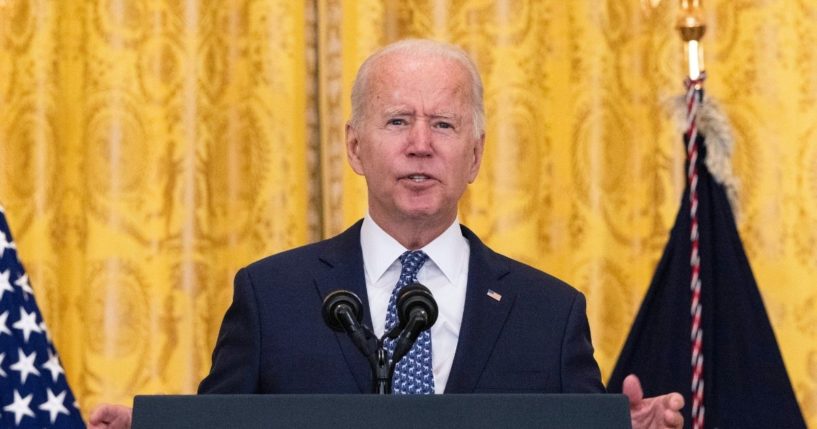 President Joe Biden speaks on workers rights and labor unions in the East Room at the White House on Sept. 8, 2021 in Washington, D.C.