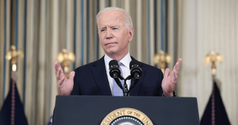 President Joe Biden speaks Friday at the White House.