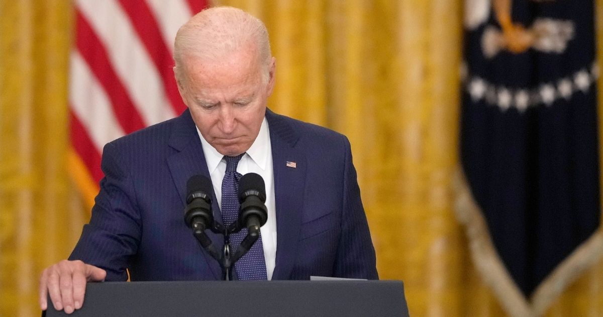 President Joe Biden speaks about the situation in Afghanistan from the East Room of the White House on Aug. 26, 2021, in Washington, D.C.