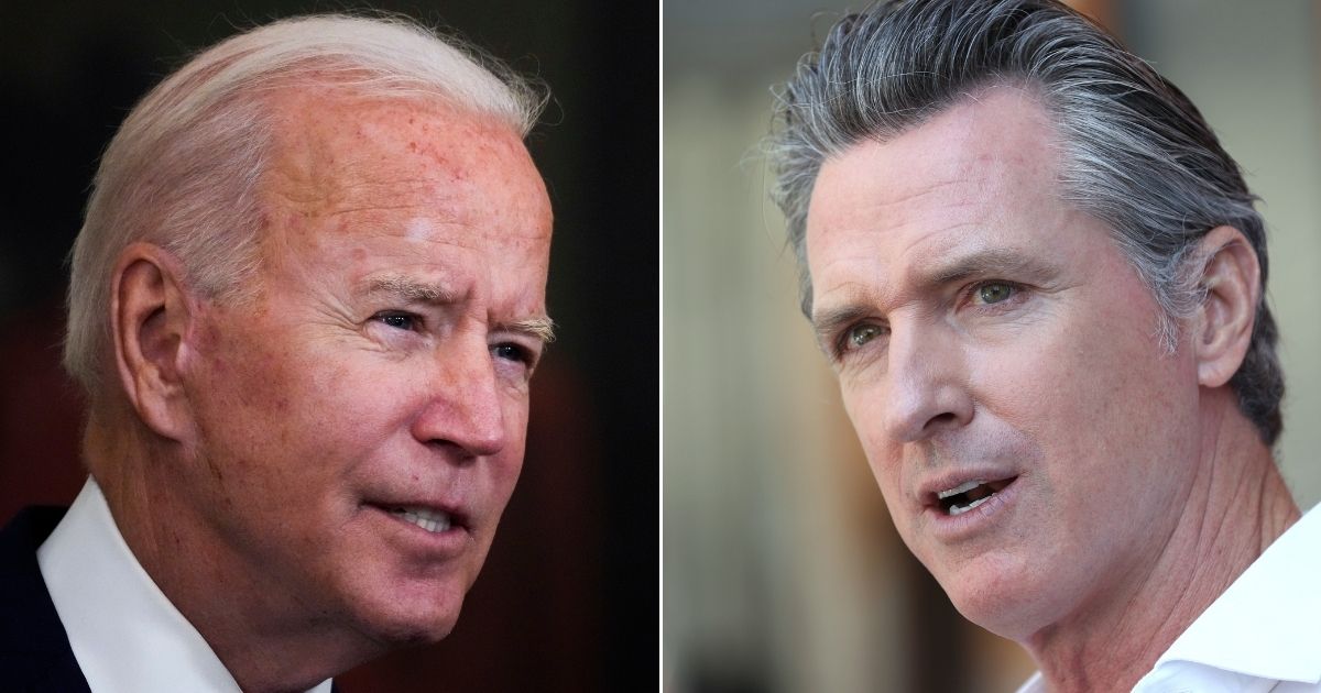 President Joe Biden, left, and California Gov. Gavin Newsom, right.