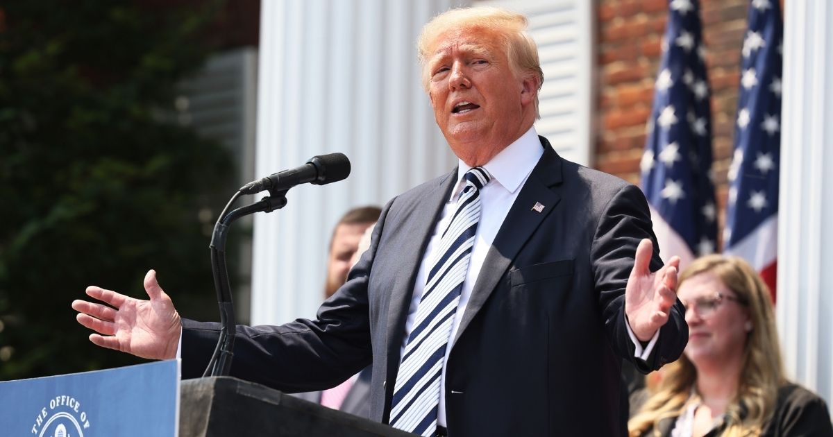 Former President Donald Trump speaks during a news conference at the Trump National Golf Club Bedminster on July 7, 2021, in Bedminster, New Jersey.