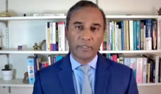Dr. Shiva Ayyadurai, who holds a Ph.D. in systems engineering from the Massachusetts Institute of Technology, testifies via video conference with members of the Arizona Senate hearing on Friday regarding the results of the 2020 election audit.