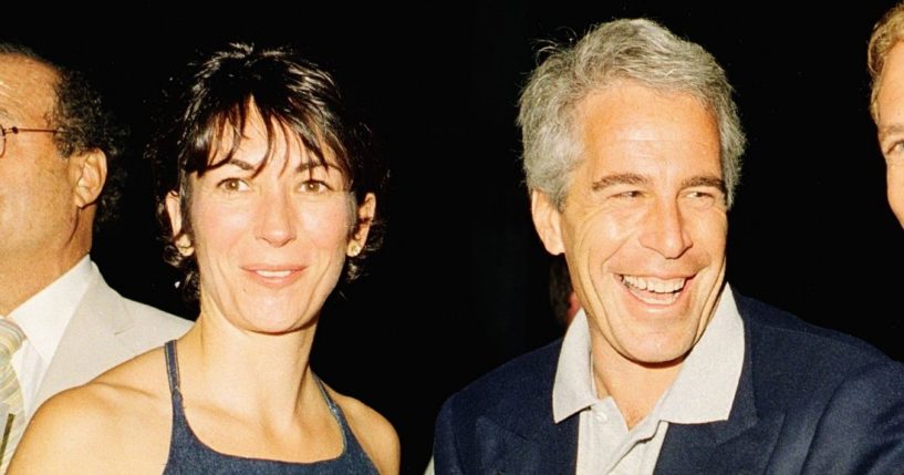 Ghislaine Maxwell and Jeffrey Epstein pose for a portrait during a party at the Mar-a-Lago club in Palm Beach, Florida, on Feb. 12, 2000.