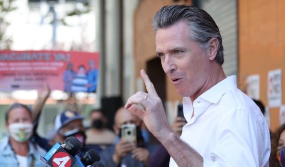 California Gov. Gavin Newsom speaks during a campaign rally on Tuesday in San Francisco.