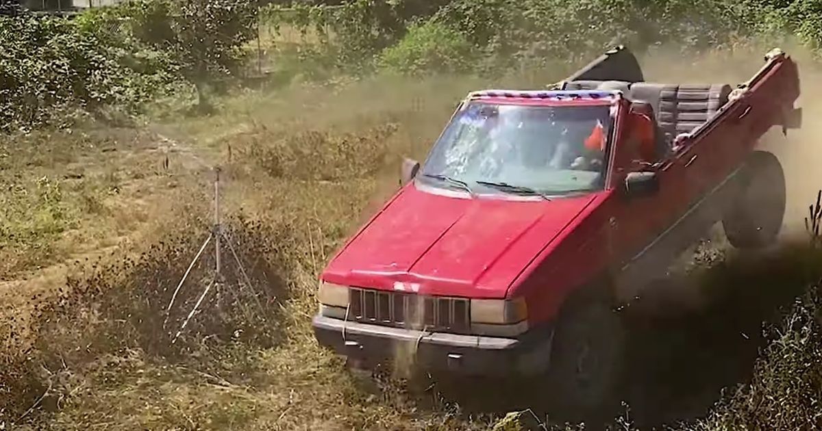 After slicing off the roof, YouTubers further abused the car by pouring beer in the oil reservoirs and driving it recklessly around rough terrain.