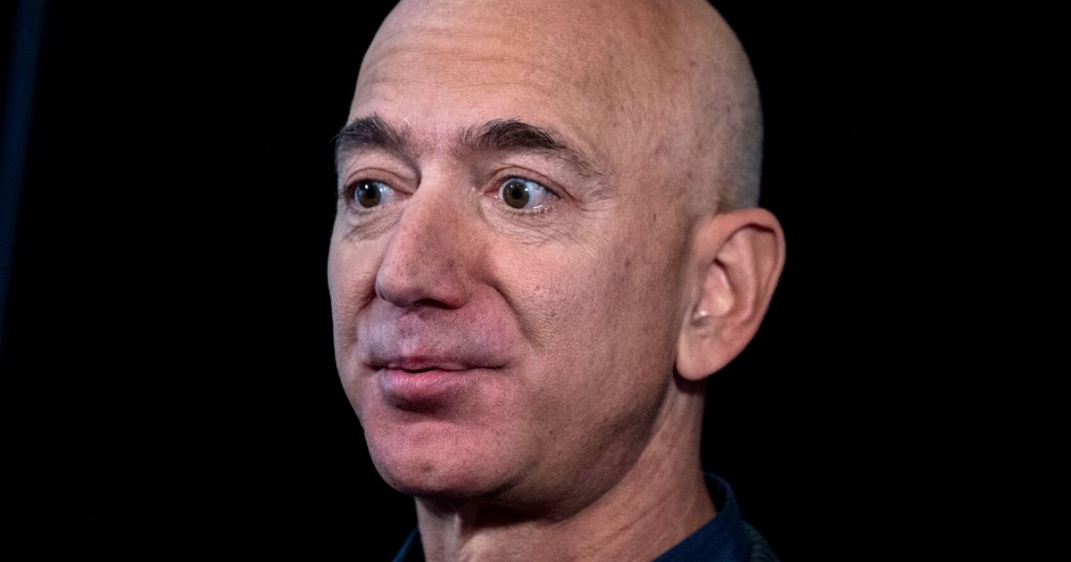Amazon founder Jeff Bezos speaks to the media during an event in Washington on Sept. 19, 2019.