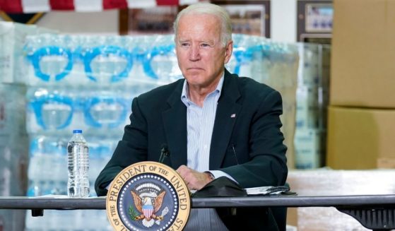 President Joe Biden listens during a briefing on Hurricane Ida on Tuesday in Hillsborough Township, New Jersey.